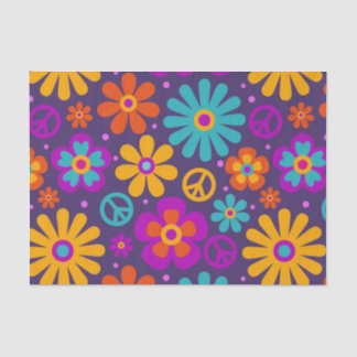 Papel De Seda Flores Coloridas Amores do Amor à Paz Retro Hippie