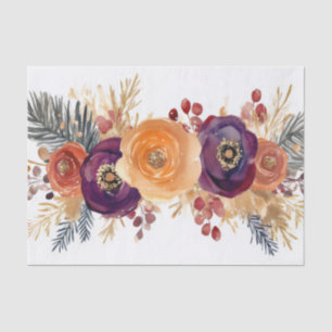 Papel De Seda Flores coloridas de natal com ramos de árvore