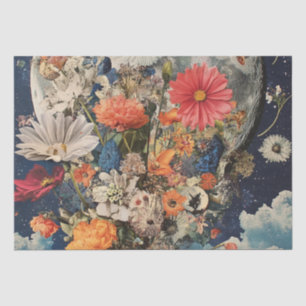 Papel De Seda Flores Coloridas Sob Lua Cheia
