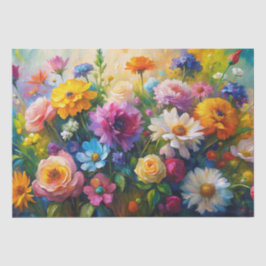 Papel De Seda Flores Coloridas Vibrantes de Primavera Decoupage