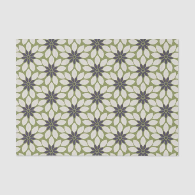 Papel De Seda Flores com Impressão em bloco verdes (Frente )