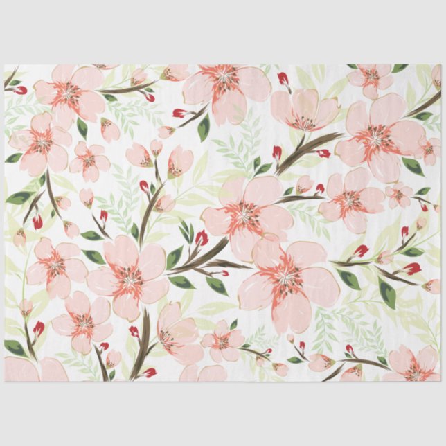 Papel De Seda Flores cor-de-rosa (Frente )