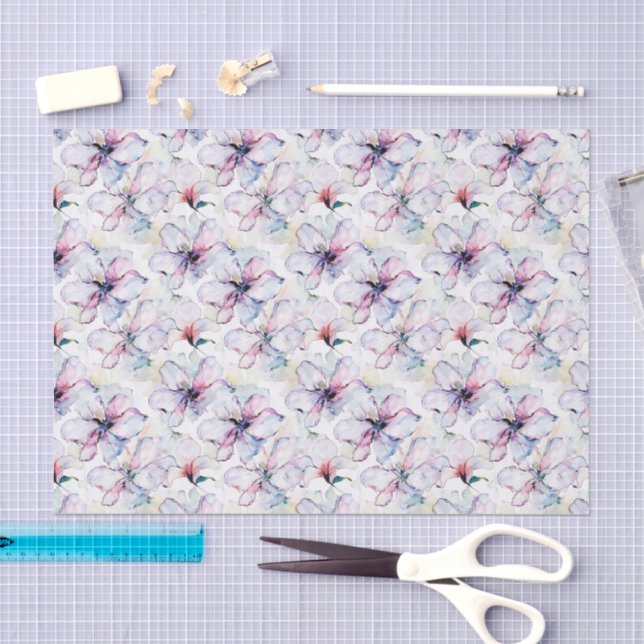 Papel De Seda Flores da Ilha Roxa Aniversário (Arte )