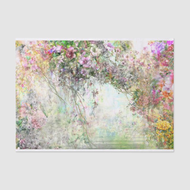 Papel De Seda Flores de Abstrato de Aquarela Perto do Pond (Frente )