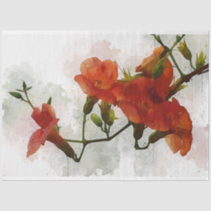 Papel De Seda Flores de Água Vermelha 20x30 Decoupage
