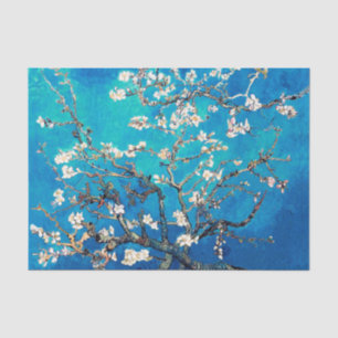 Papel De Seda Flores de Amendoeira de Vincent Van Gogh Turquesa 