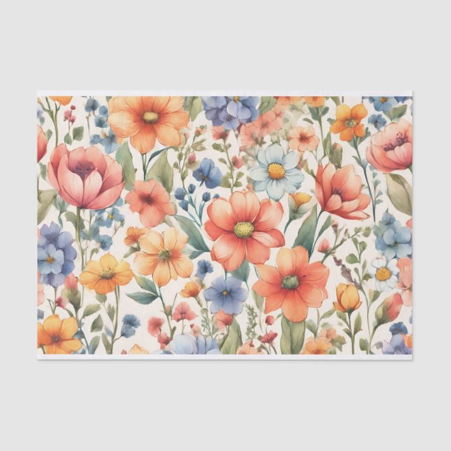 Papel De Seda Flores de Aquarela de abstrato para Qualquer Ocasi (Frente )