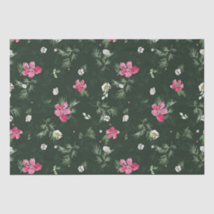 Papel De Seda Flores de Aquarela de Natal escamosas e verdes