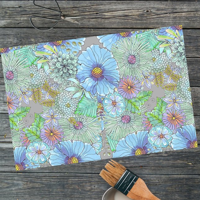 Papel De Seda Flores de Aquarela e Folhas de Dissociação (Criador carregado)