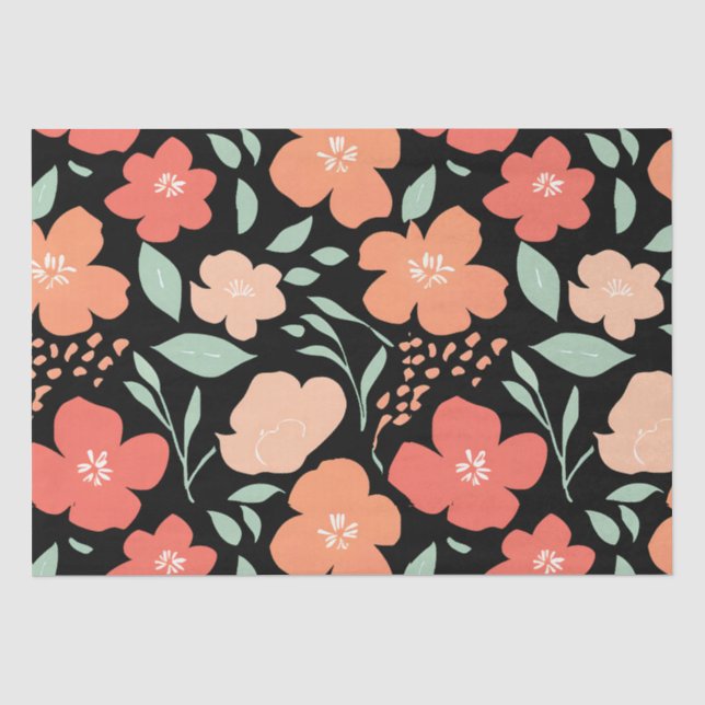 Papel De Seda Flores de Aquarela Elegantes - Presente Floral Del (Frente )