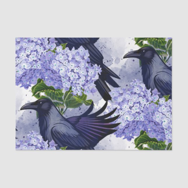 Papel De Seda Flores de Aquarela Flores Botânica Raven (Frente )