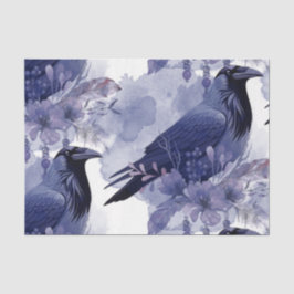 Papel De Seda Flores de Aquarela Flores Botânicos Raven