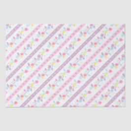 Papel De Seda Flores de Aquarela Fofas & Listras de Aniversário