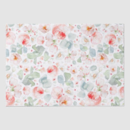 Papel De Seda Flores de Aquarela Rosa Claro Botânico