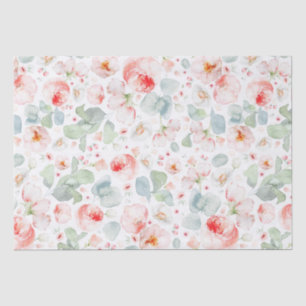 Papel De Seda Flores de Aquarelas de Rosa claro Molhada Botânica
