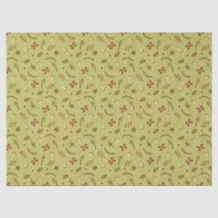 Papel De Seda Flores de Arte Folclórica em Verde