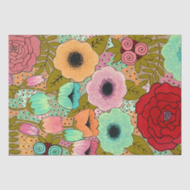 Papel De Seda Flores De Arte Pintadas Envolvimento De Enrolament