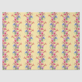 Papel De Seda Flores de Boho e Stripes Padrão Floral Amarelo