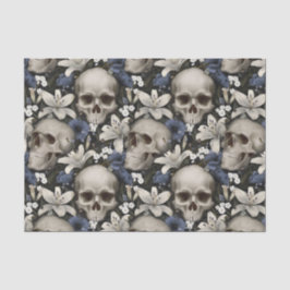 Papel De Seda Flores de Caveira Lilás Borboletas Góticas Vintage