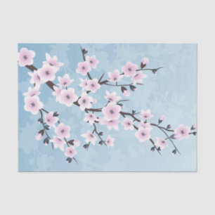 Papel De Seda Flores de Cereja Azul, Cor-de-rosa-escuro