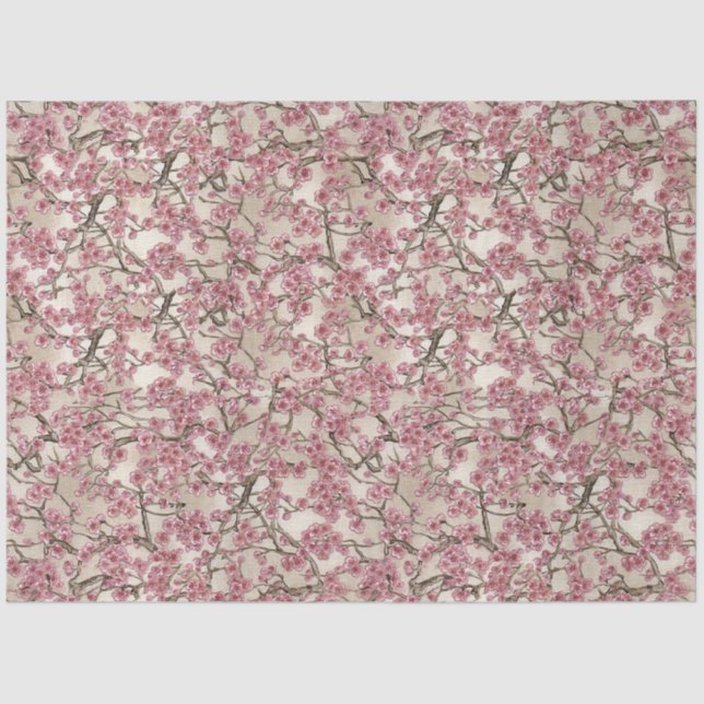 Papel De Seda Flores-de-cereja-rosa asiáticas (Frente )