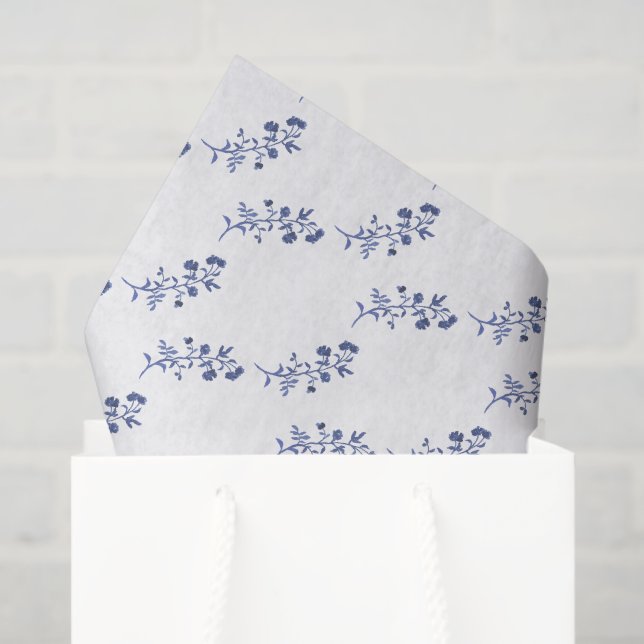 Papel De Seda Flores de Chinoiserie Azul e Branco (Sacola de presentes)