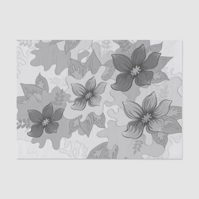 Papel De Seda Flores de Cinzas monocromáticas (Frente )