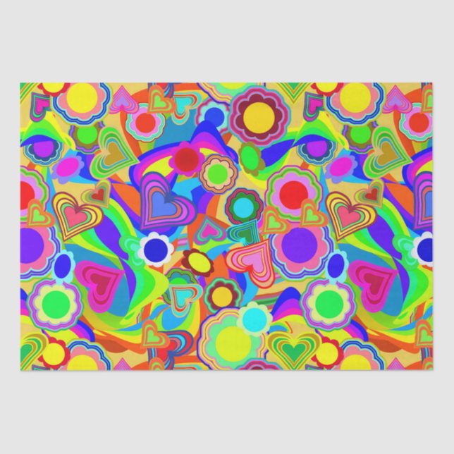 Papel De Seda Flores De Corações De Groovy (Frente )