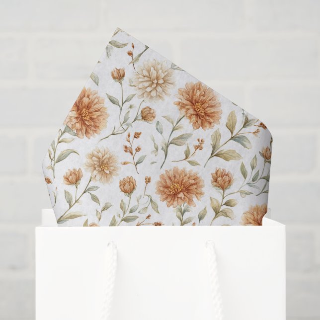 Papel De Seda Flores de Creme de Laranja Chá de Noiva (Sacola de presentes)