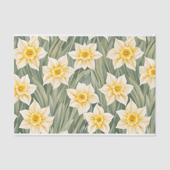 Papel De Seda Flores De Daffodil Padrão Floral (Frente )