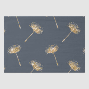 Papel De Seda Flores de Dandelion marinho Azul Dourado