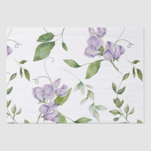 Papel De Seda Flores De Ervilha Púrpura E Doce Com Aquarelas