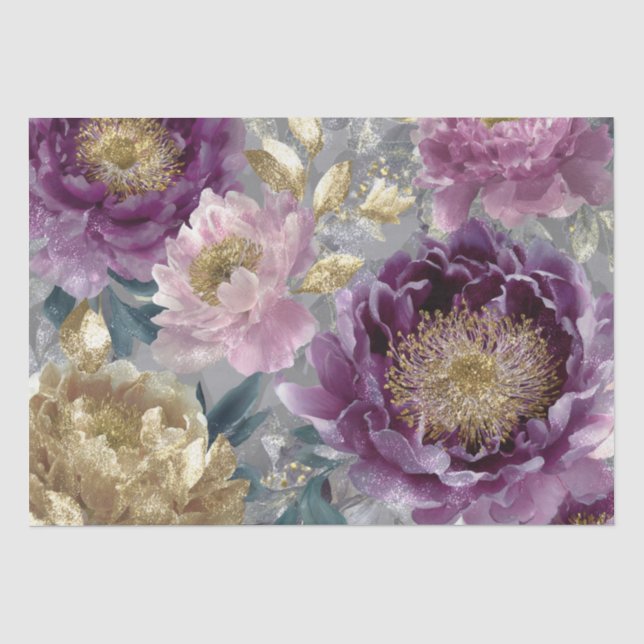 Papel De Seda Flores de Fantasia Elegantes e Caprichosas (Frente )