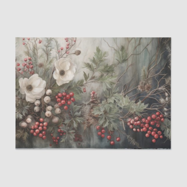 Papel De Seda Flores de Frutas de Natal no Inverno Decoupage (Frente )