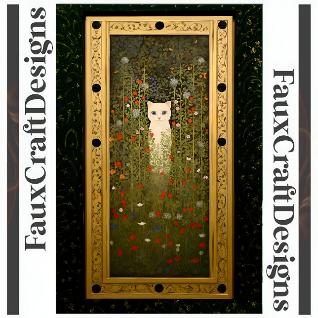Papel De Seda Flores de Gato Branco Dourado Estilo Klimt Decoupa (Criador carregado)