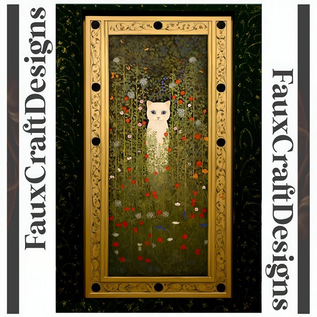 Papel De Seda Flores de Gatos Brancos Estilo Klimt Dourado Decou (Criador carregado)
