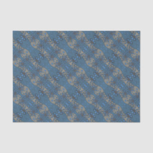 Papel De Seda Flores de gelo, padrão floral azul e cinza, rústic