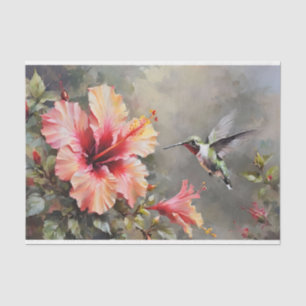 Papel De Seda Flores de Hibiscus e Decoupage de Hummingbird