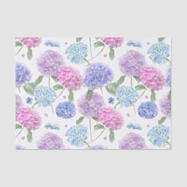 Papel De Seda Flores de Hydrangea de Jardim Misturado por Aquare (Frente )