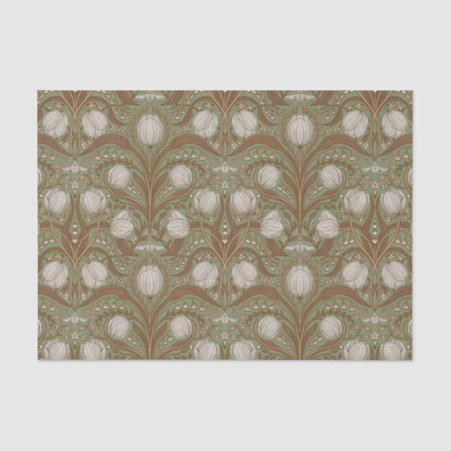 Papel De Seda Flores de Jardim de Primavera na sálvia (Frente )