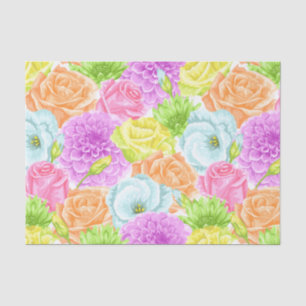 Papel De Seda Flores de Jardim de Verão de Aquarela