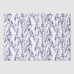 Papel De Seda Flores De Lavanda De Aquarela Em Branco