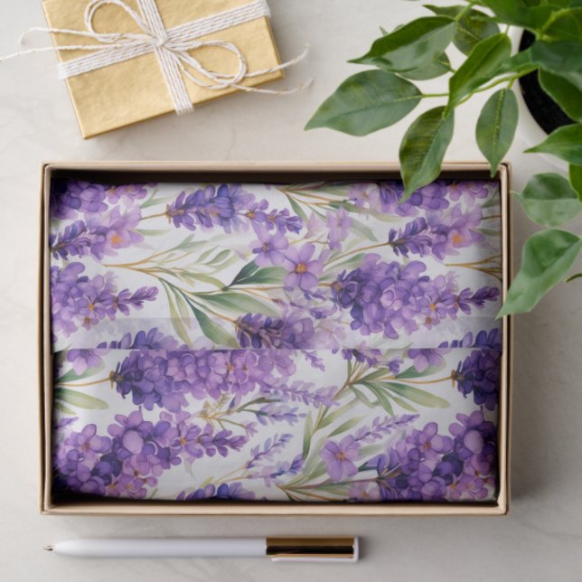 Papel De Seda Flores de Lavanda Elegantes (Presente)