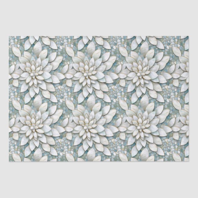 Papel De Seda Flores de Lótus Brancas Azuis Casamento (Frente )