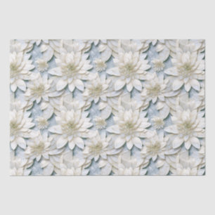 Papel De Seda Flores de Lotus Branco Azul