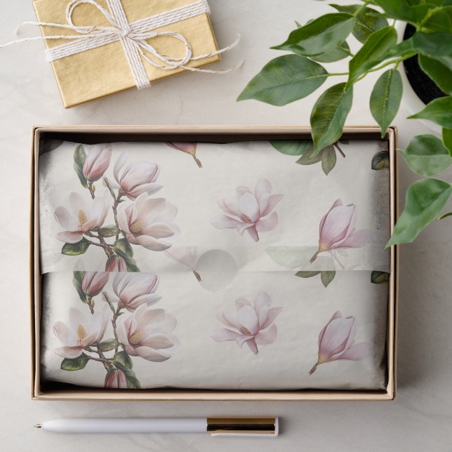 Papel De Seda Flores de Magnólia do Sul  (Presente)