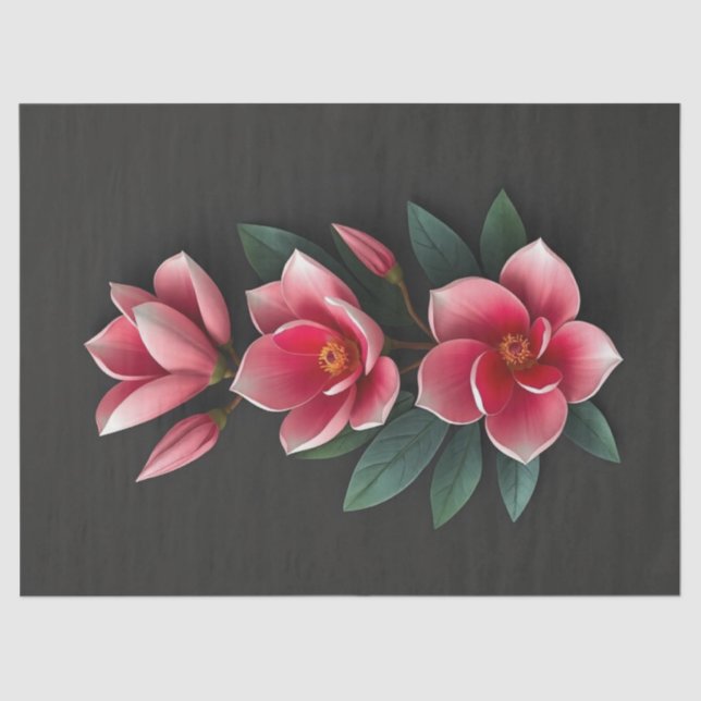 Papel De Seda Flores de Magnólia Rosa (Frente )