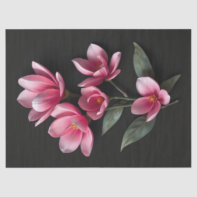 Papel De Seda Flores de Magnólia Rosa (Frente )