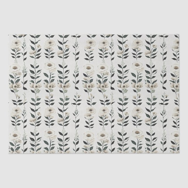 Papel De Seda Flores de Marfim Elegantes (Frente )