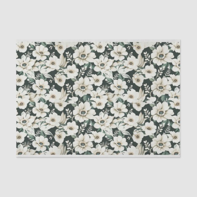 Papel De Seda Flores de Marfim Elegantes (Frente )